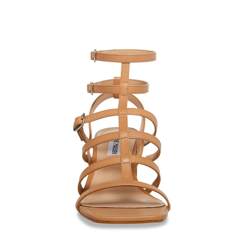 Sandalias Tacones Steve Madden August Cuero Mujer Marrones | ES CY0E83